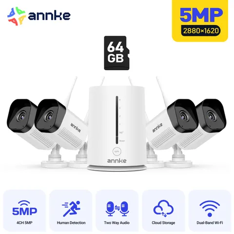 ANNKE Wireless 4CH NVR 5MP Security Camera System Two-Way Audio WIFI Outdoor AI