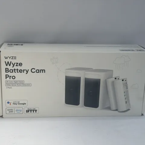 Wyze Battery Cam Pro 2 Pack WYZECOP-RB2PK Wireless 2k HD Color Night Spotlight