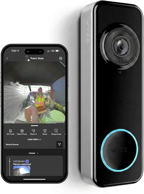 Wyze Battery Video Doorbell Wireless Camera, 1536X1536 HD+ with Color Night Visi