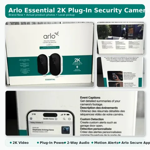 Arlo Essential 2K Outdoor Plug-In Security Cameras 2-Pack