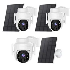 3Pcs Solar Camera Outdoor Wireless Security Camera System WiFi Solar Battery PTZ