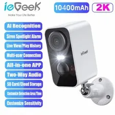 ieGeek Wireless Outdoor Security Camera 2K Home WiFi Battery CCTV IR Cam Alexa