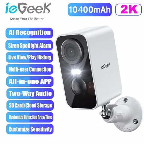 ieGeek Wireless Outdoor Security Camera 2K Home WiFi Battery CCTV IR Cam Alexa