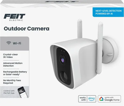 Smart Outdoor Wireless Security Camera, 2K HD Video, Battery Powered or Solar-Re