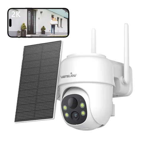 Wansview 2K Solar Outdoor Security Camera 360°PTZ WiFi Color Night Vision
