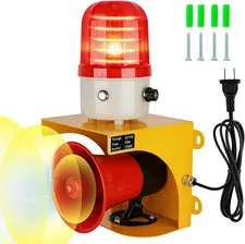 AC110V Industrial Siren Alarm Strobe Light-120Db Loud Horn&Waterproof Red Beacon