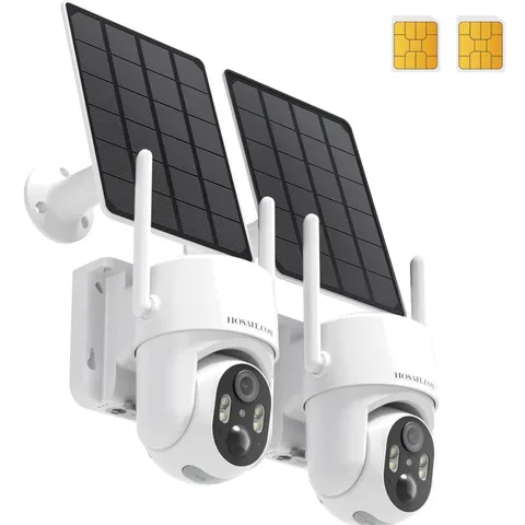2-Pack Solar-Powered 4G LTE Security Camera - No Internet, 2K HD, 360° View