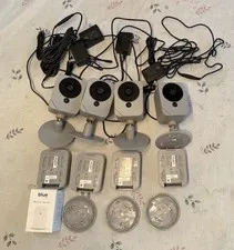 Lot Of 4 Blue By ADT Outdoor Cameras With Hardwire And Battery Power Batteries +