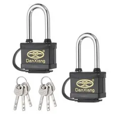2Pcs Waterproof Padlocks, 3.7 x 1.8 x 1Inch Alloy Steel Outdoor Locks, Black