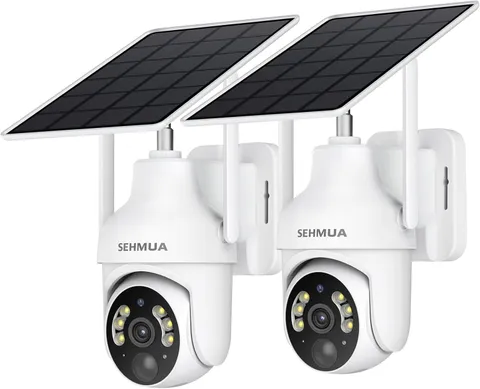Camaras de seguridad solares 2k inalambricas para exteriores paquete de 2
