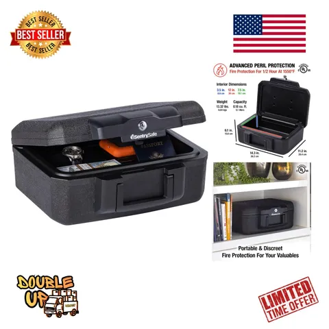 Fireproof Safe with Key Lock Portable Fire Resistant Box for Documents Money