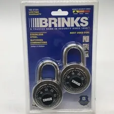2 Pack Brinks 103-47201 Gym School She’d Combination Lock In Black / Silver