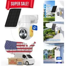 4G LTE Solar Security Camera with 360° Pan-Tilt & Night Vision - No Wi-Fi Needed