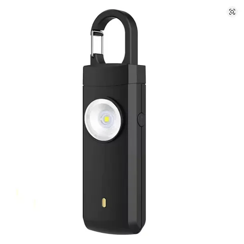 130dB Loud Personal Alarm Keychain Rechargeable LED Flashlight Siren Defense