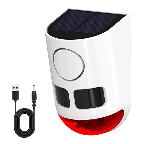 Alarm with Strobe Light, 130dB Outdoor Alarm System, 13 Alarm Sounds with Rem...