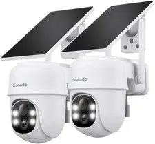 2K Wireless Solar Security Camera 2 Pack Outdoor Wi-Fi AI Detection Night Vision