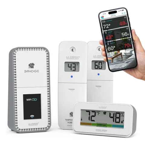 Temp Tracker Advanced WiFi Alert System with the Bridge Gateway, 2 Indoor Out...