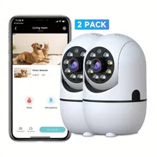 2 Pack Wireless WiFi Security Camera 1080P Smart Home PTZ Indoor Pet Dog Monitor
