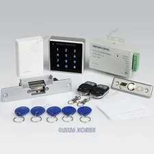 Touch Keypad RFID Door Access Control Kit+Strike Lock +2Remote Controls+Doorbell