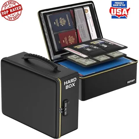 Fireproof Document Box Portable Secure Storage Locking Organizer Water Resistant