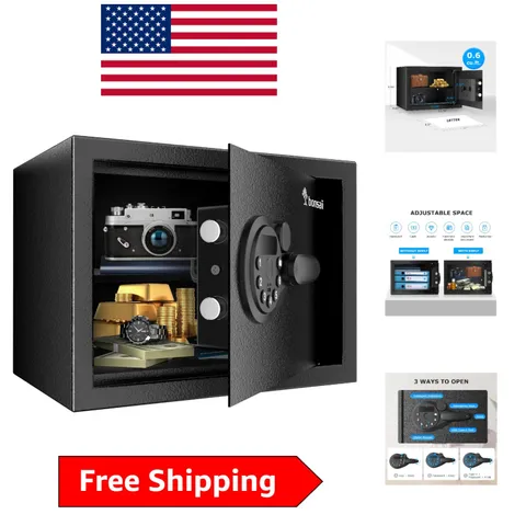 Compact Electronic Safe Box with Removable Shelf - Ideal for Jewelry & Documents