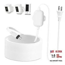 30ft Power Adapter Compatible with Spotlight Cam Plus/Pro (Battery), Long Flat