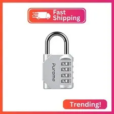 Puroma 1 Pack Combination Lock Locker 4 Digits Combo Padlock Gym Silver