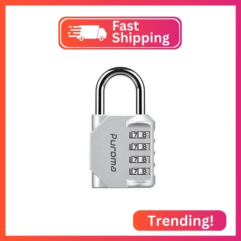 Puroma 1 Pack Combination Lock Locker 4 Digits Combo Padlock Gym Silver