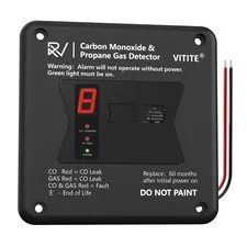 VITITE RV CO & Propane Detector 2-in-1 LP Gas Alarm 12V Hardwired Flush Mount