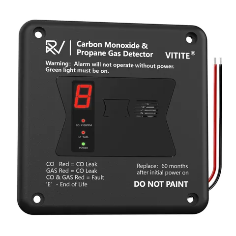 VITITE RV CO & Propane Detector 2-in-1 LP Gas Alarm 12V Hardwired Flush Mount