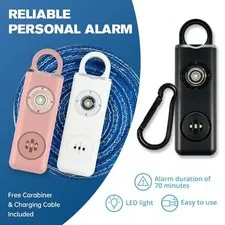 130dB Personal Safety Alarm Keychain LED Light USB Rechargeable Siren