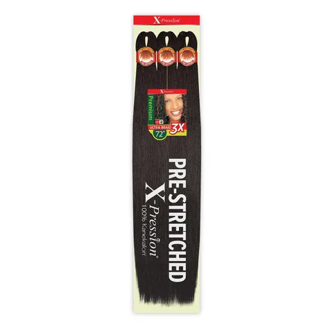 Outre Braids X-Pression Kanekalon 3X Pre Stretched Ultra Braid 72" (3-pack, 1B)