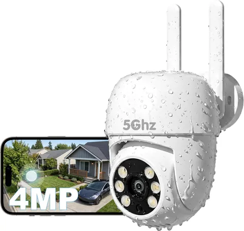ELECTCV 4MP 2.5K Security Camera Outdoor, Plug-In Wifi PTZ Camera for Home Secur