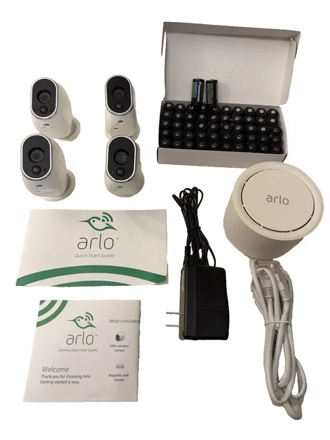 ARLO (Netgear) VMB3500 Base Station & Four VMC3030 Cameras & 52-3V Batteries