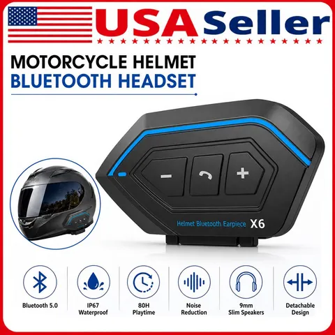 Bluetooth 5.0 Motorcycle Helmet Headset Wireless Motorbike Hands-free Waterproof