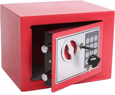 Small Steel Security Safe Box with Keypad,Key;0.23 Cu Ft, Red |