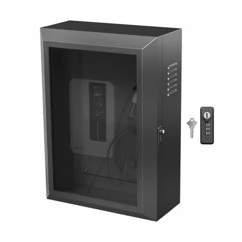 Wall-Mounted EV Charger Box - w/ Safety Padlock, Tempered Glass, Outdoor