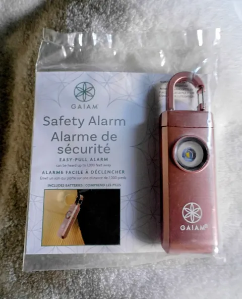 GAIAM Safety Alarm 120 dB Panic Personal Alarm w/ Flashlight Keyring Pink