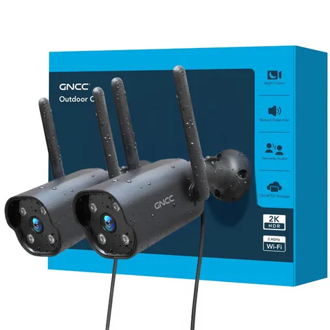 Outdoor Wireless 2K Security Camera Black Plug-in AI Recording 24/7 Hour