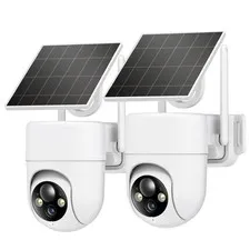 Oculview 2K Solar Security Cameras Wireless Outdoor, 2PCS 2 pack, White