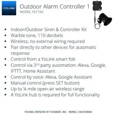 Alexa Compatible Outdoor Security Siren - 110 dB, Long Range