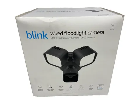 Blink Wired Outdoor Floodlight Camera 1080p HD 2600 Lumens BFM00100U, Black