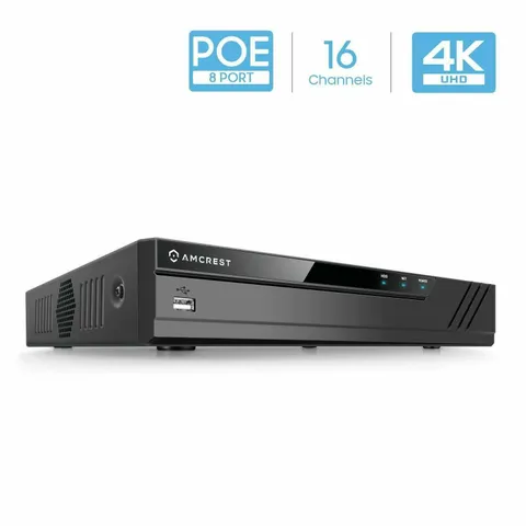 Amcrest 4K 16-Channel 8-Port PoE NVR HDD Not Included NV4116E-A2 1 Year Warranty