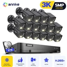 ANNKE 4K 8MP 16CH DVR 5MP Audio Record Security Camera System Color Night Vision