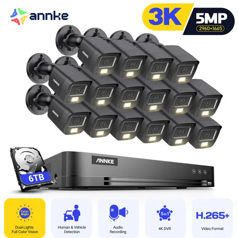 ANNKE 4K 8MP 16CH DVR 5MP Audio Record Security Camera System Color Night Vision