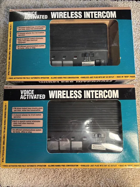 Vintage Lot Of 2 Wireless Intercom System GEE-825 FM Plug N Talk 2 Stations