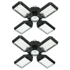 QiyuanLS 2-Pack LED Garage Light, 150W Deformable 4+1P 2Pack/F, Black