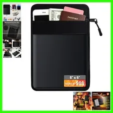 Secure Fireproof Money Bag 8x5.3in - Waterproof Organizer for Cash & Documents