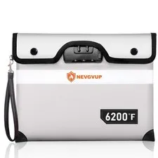 Upgraded 6200°F Fireproof Money Bag with Lock, Fireproof Bag w. Zipper/Reflec...