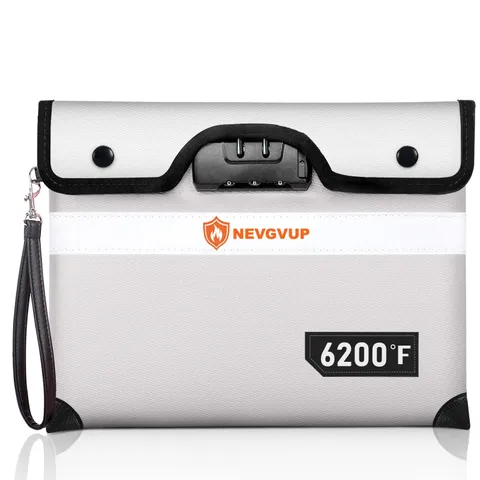 Upgraded 6200°F Fireproof Money Bag with Lock, Fireproof Bag w. Zipper/Reflec...